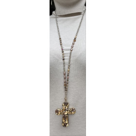 Collier perles croix N°33