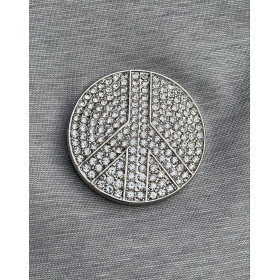Broche aimant peace strass 2