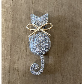 Broche aimant chat strass...