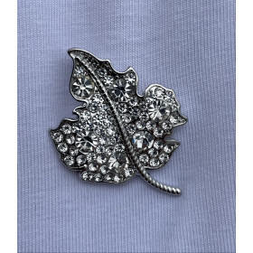 Broche aimant feuille strass