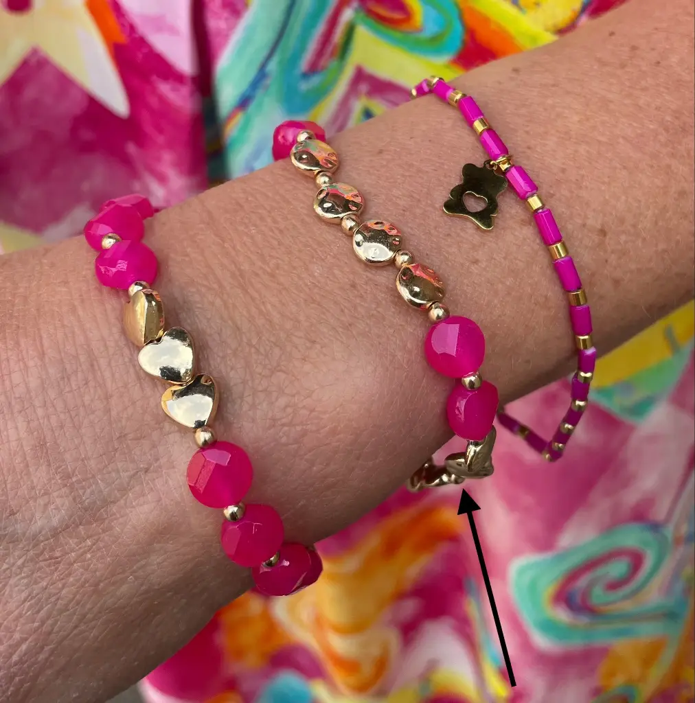 Bracelet perles plates bi-colors n°122