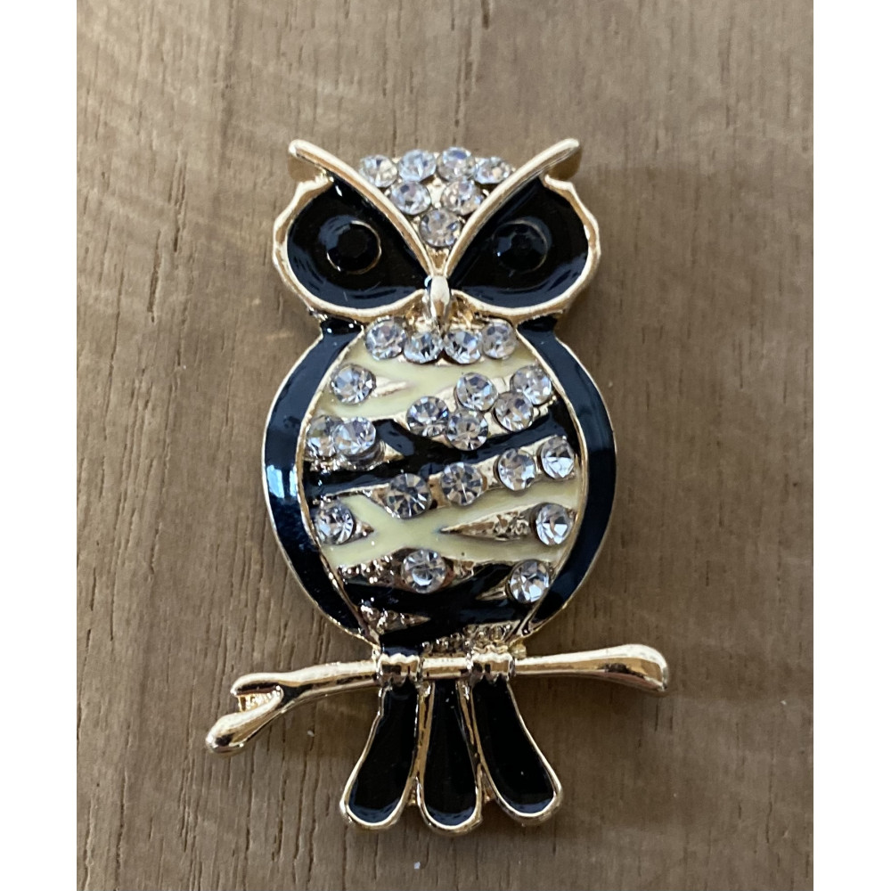 Broche aimant hiboux sur branche