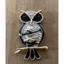 Broche aimant hiboux sur branche