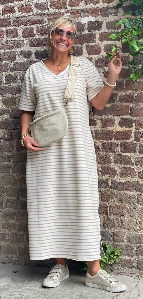 Robe Longue Marin Col V