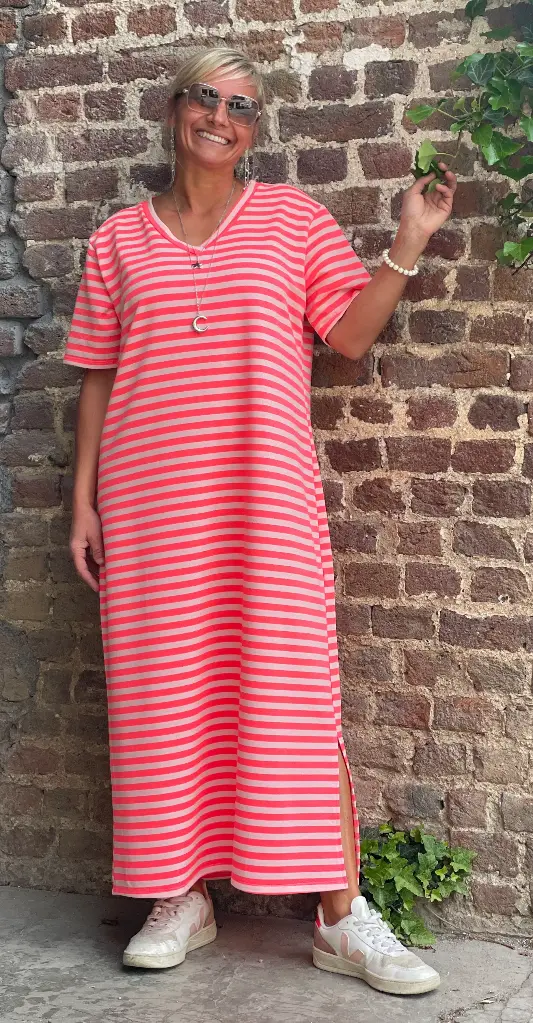 Robe Longue Marin Col V