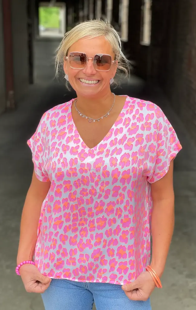 Blouse V Satin Taches