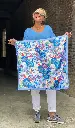 Foulard carré satin Fleurs Aquarelle
