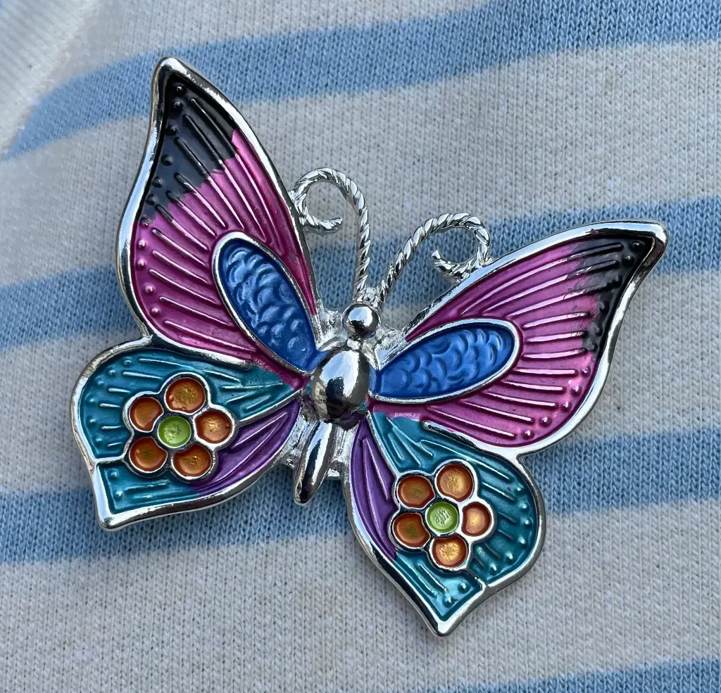 Broche aimant Papillon/Fleurs