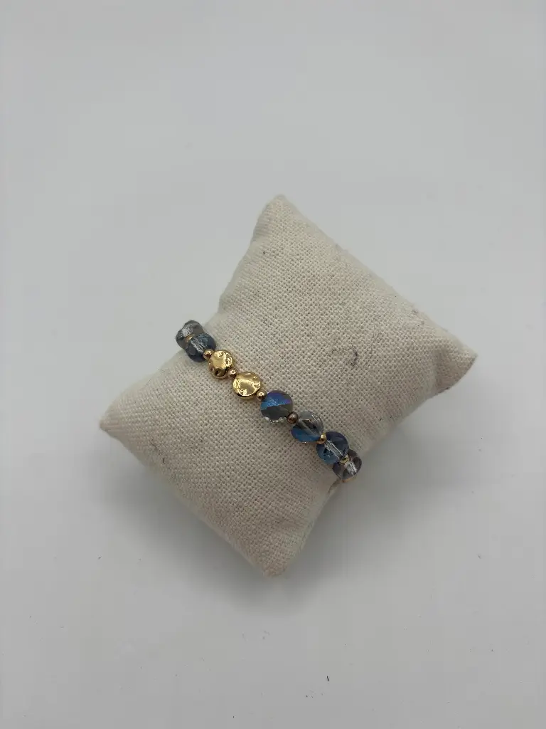 Bracelet perles plates bicolore n°122