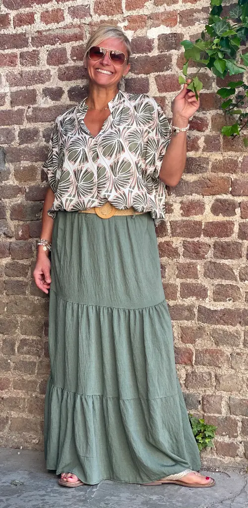 Jupe Longue Volants Unie