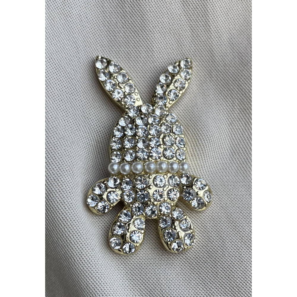 Broche aimant lapin perles/strass
