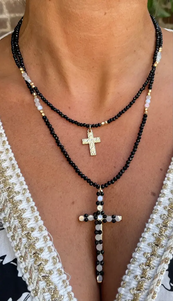 Collier double rangs Croix YL A5554