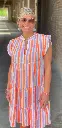 Robe Courte Gaze de Coton Lignes