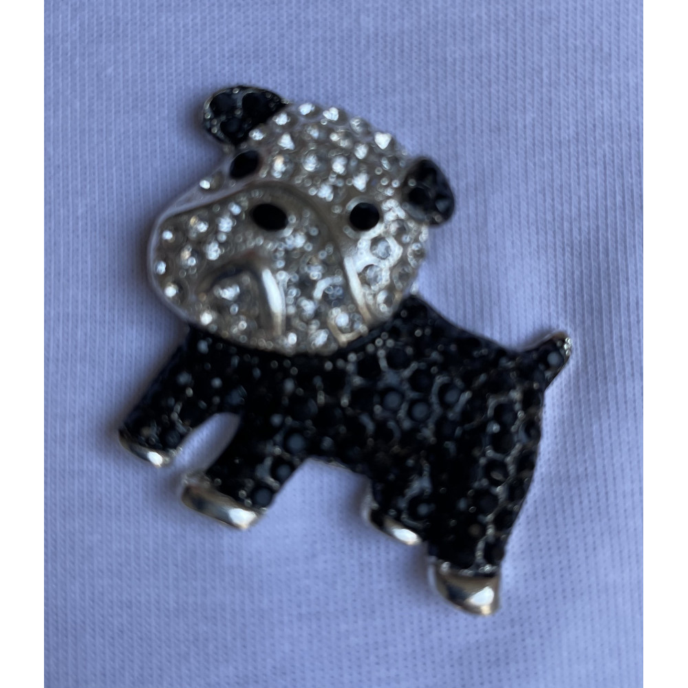 Broche aimant petit chien strass