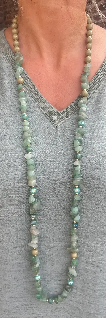 Long Collier Pierres Précieuses