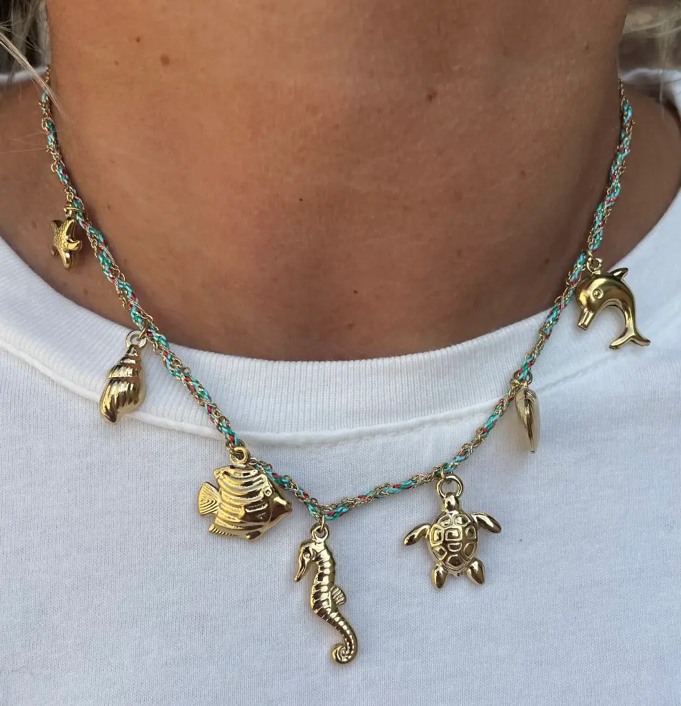 Collier Chaine Breloques Hippocampe
