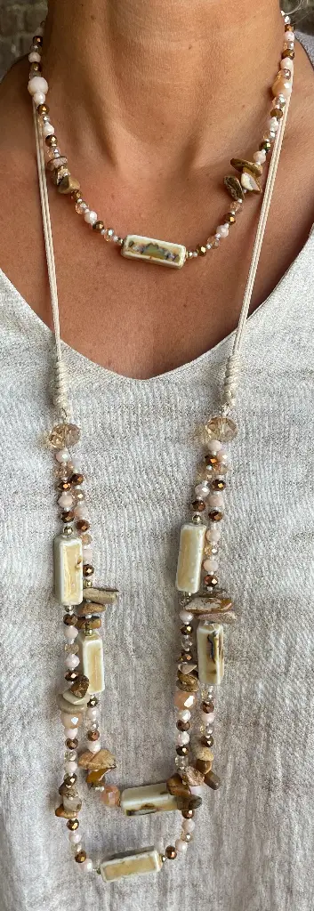 Long Collier Pierres rectangles