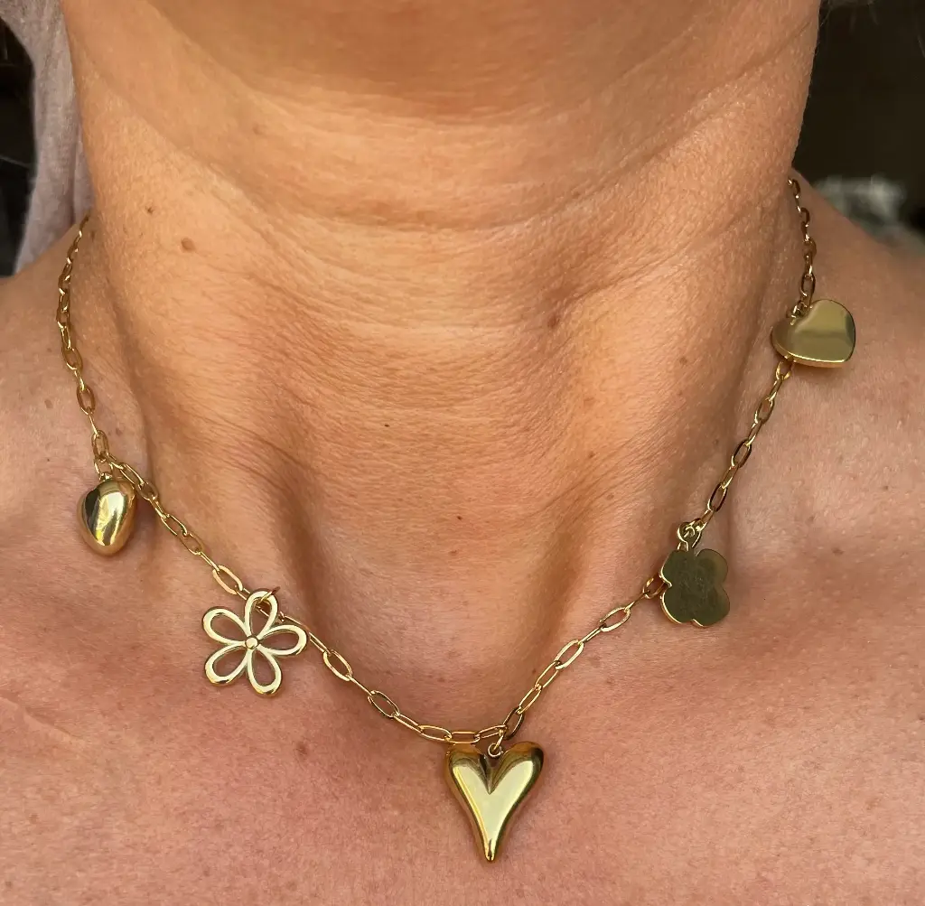 Collier chaines breloques différents coeurs 0M-K126