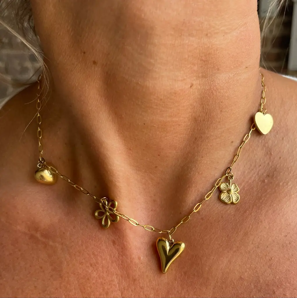 Collier Chaine Coeurs/Fleurs TGX646