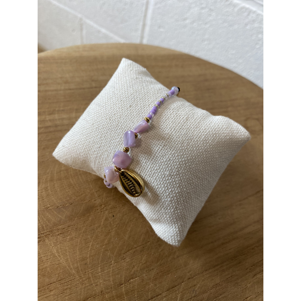 Bracelet perles coquillage doré n° 88