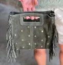 Sac franges daim Roi clous