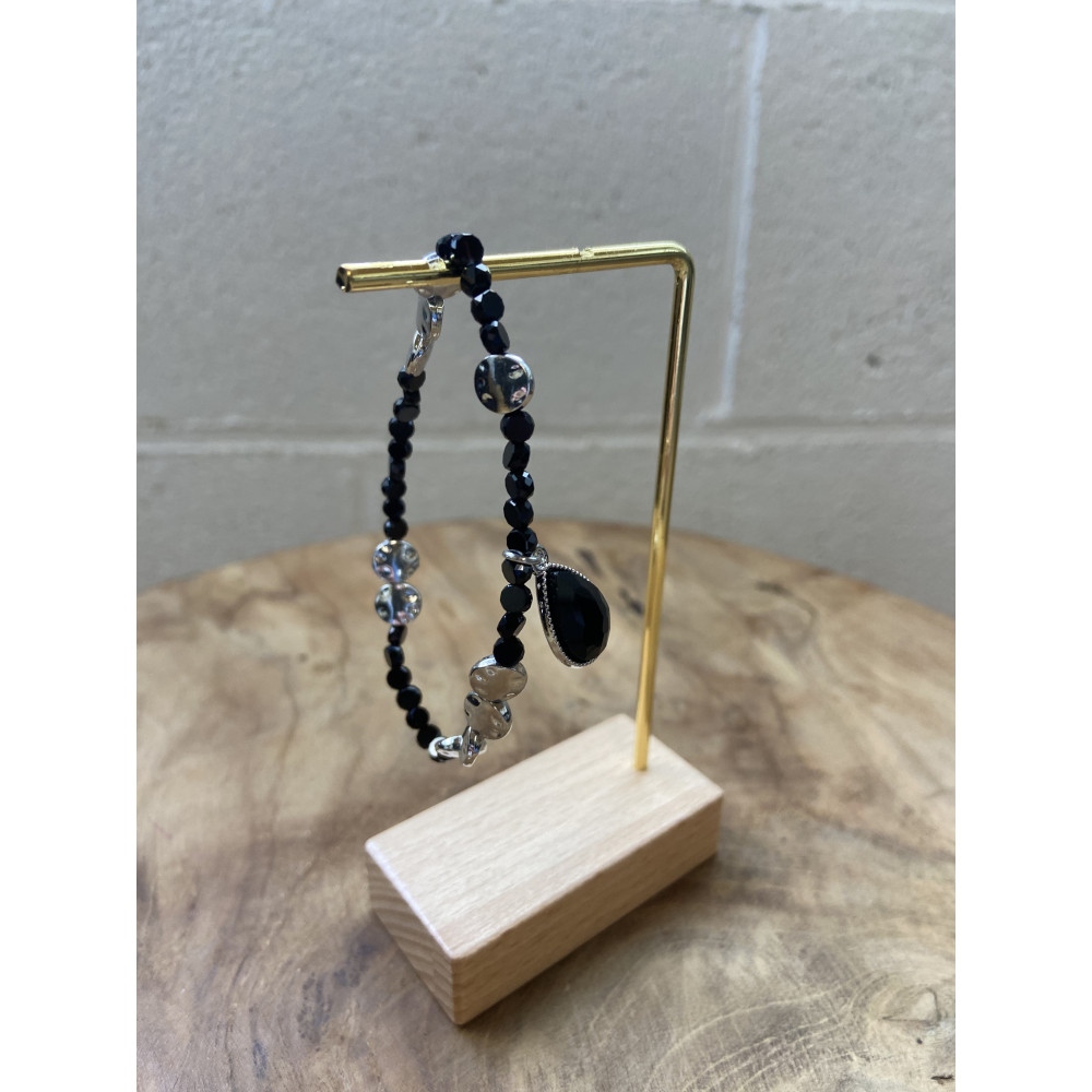 Bracelet perles pastilles argentees n103
