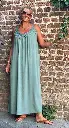 Robe longue V bretelles treillis