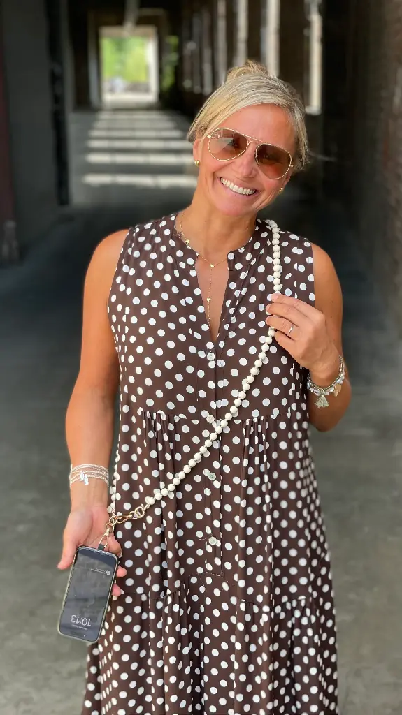 Collier téléphone Perles Bois Noeuds