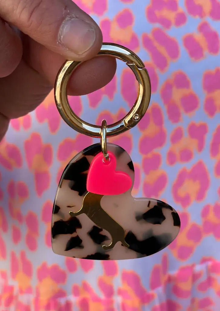 Porte clefs Léo Teckel Coeur