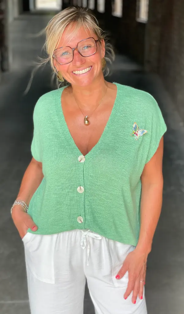 Gilet V sans manches carré