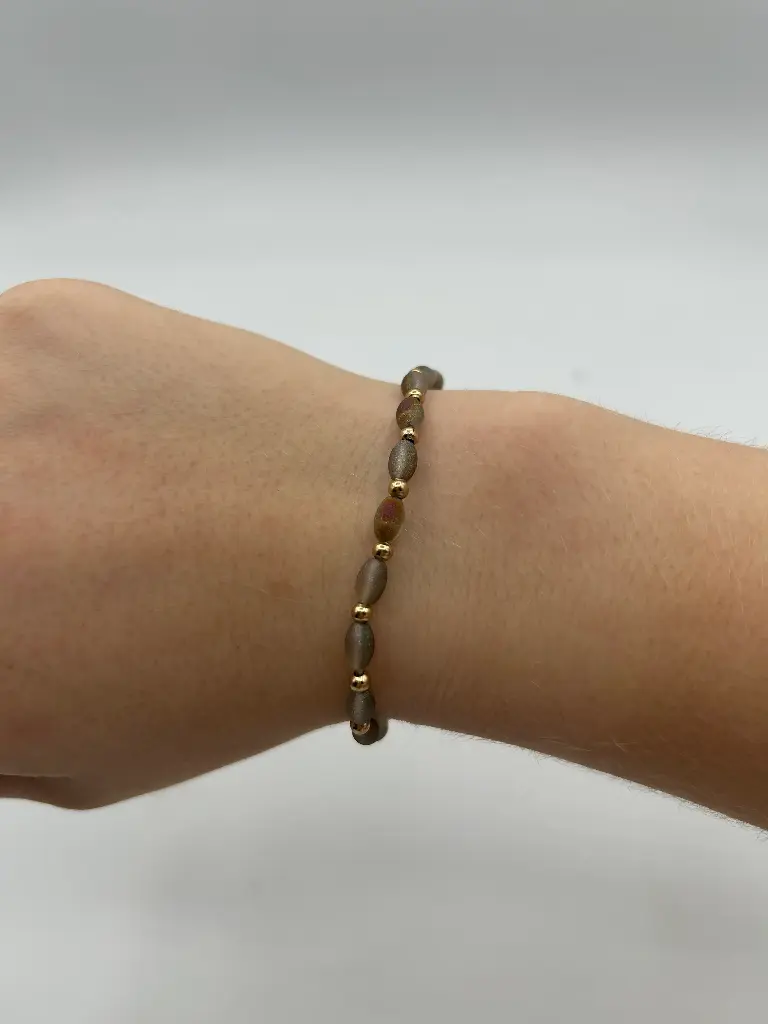 Bracelet perles ovales brillantes n°227 (Brun)