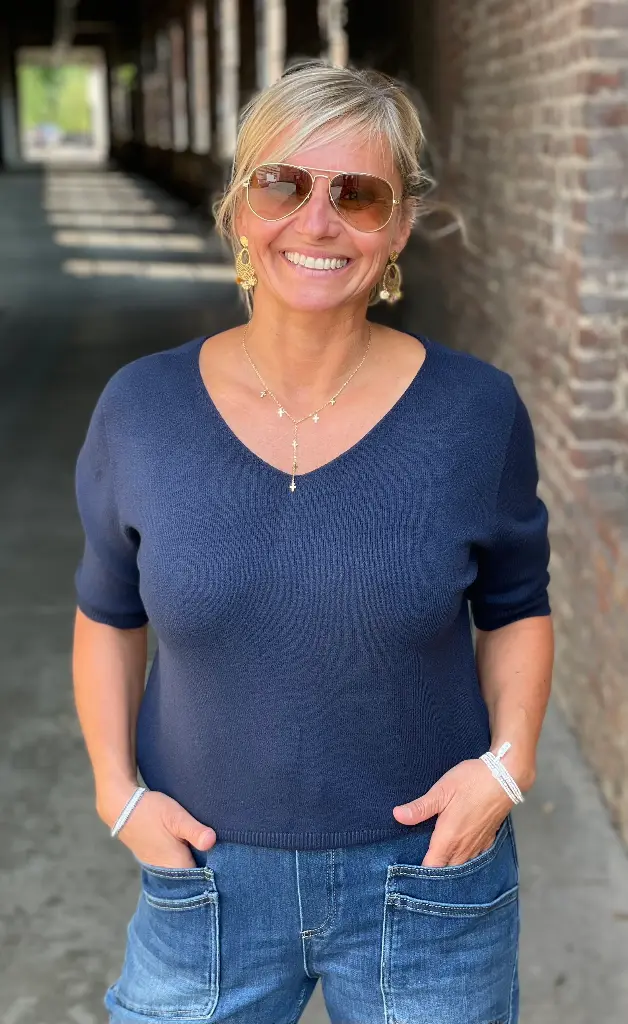 Pull manches courtes Col V