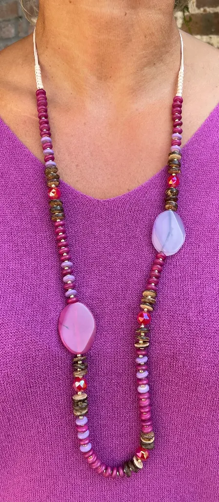 Long Collier double Galets