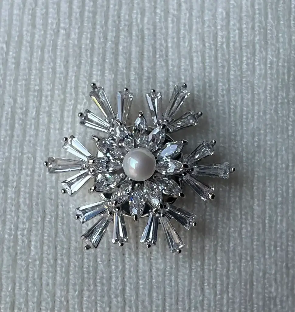 Mini Broche Aimant Flocon Strass