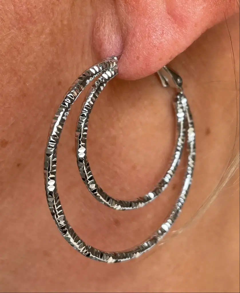 Boucles d'oreilles double créoles striée 186