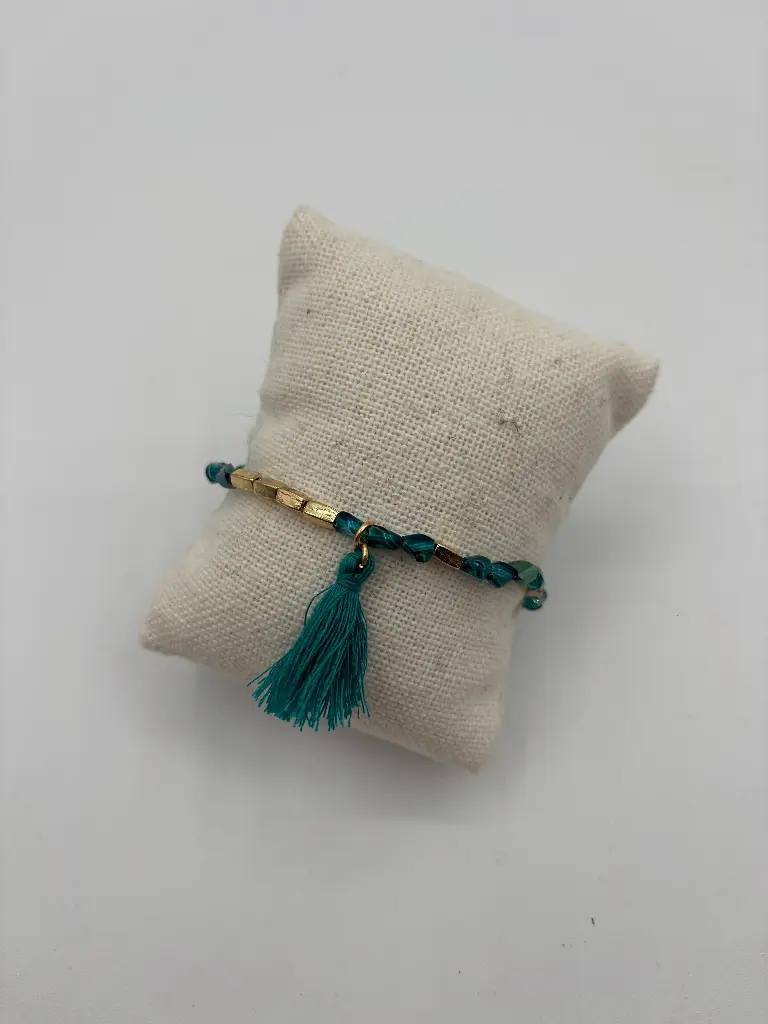 Bracelet perles pampilles n°244 (Bleu pétrole) 