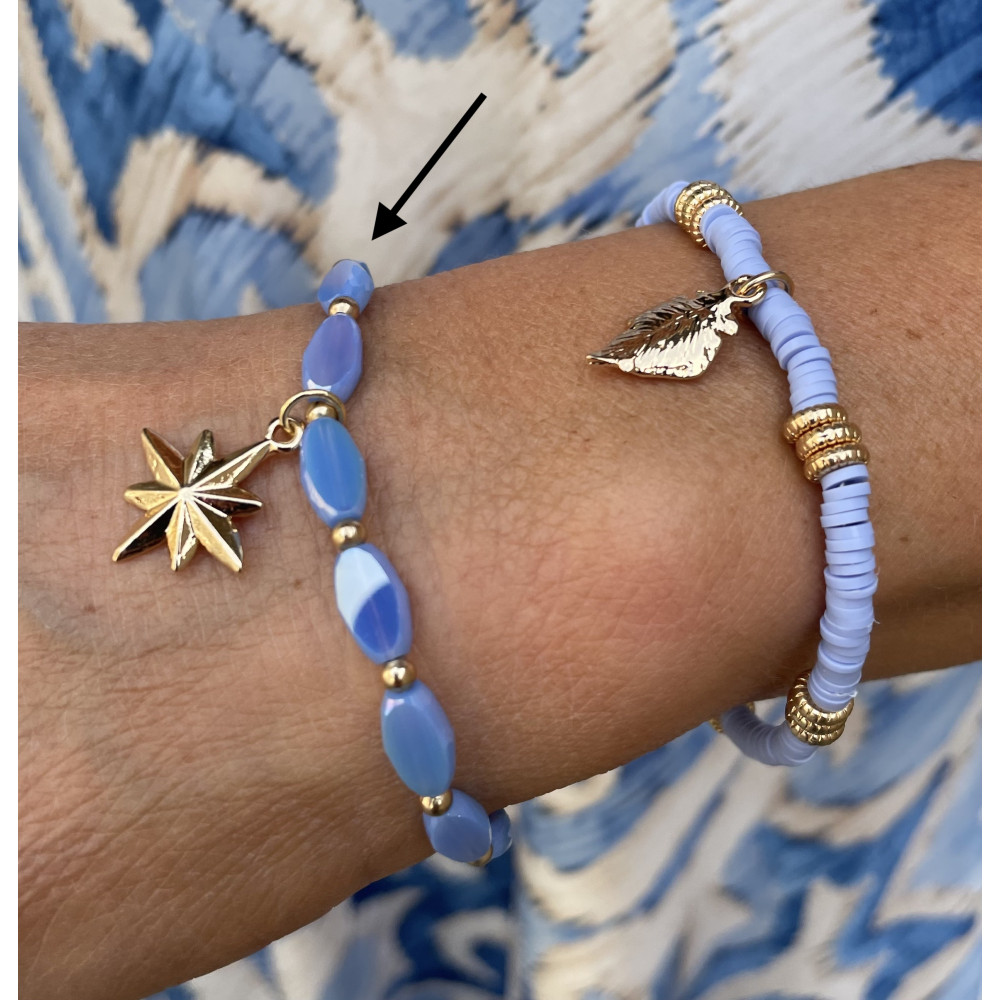 Bracelet perles ovales fleur n174