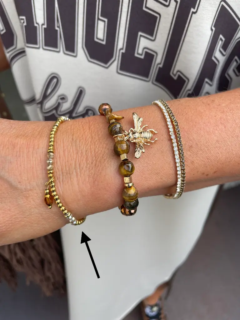 Bracelet petites billes dorées n°260 (Beige)