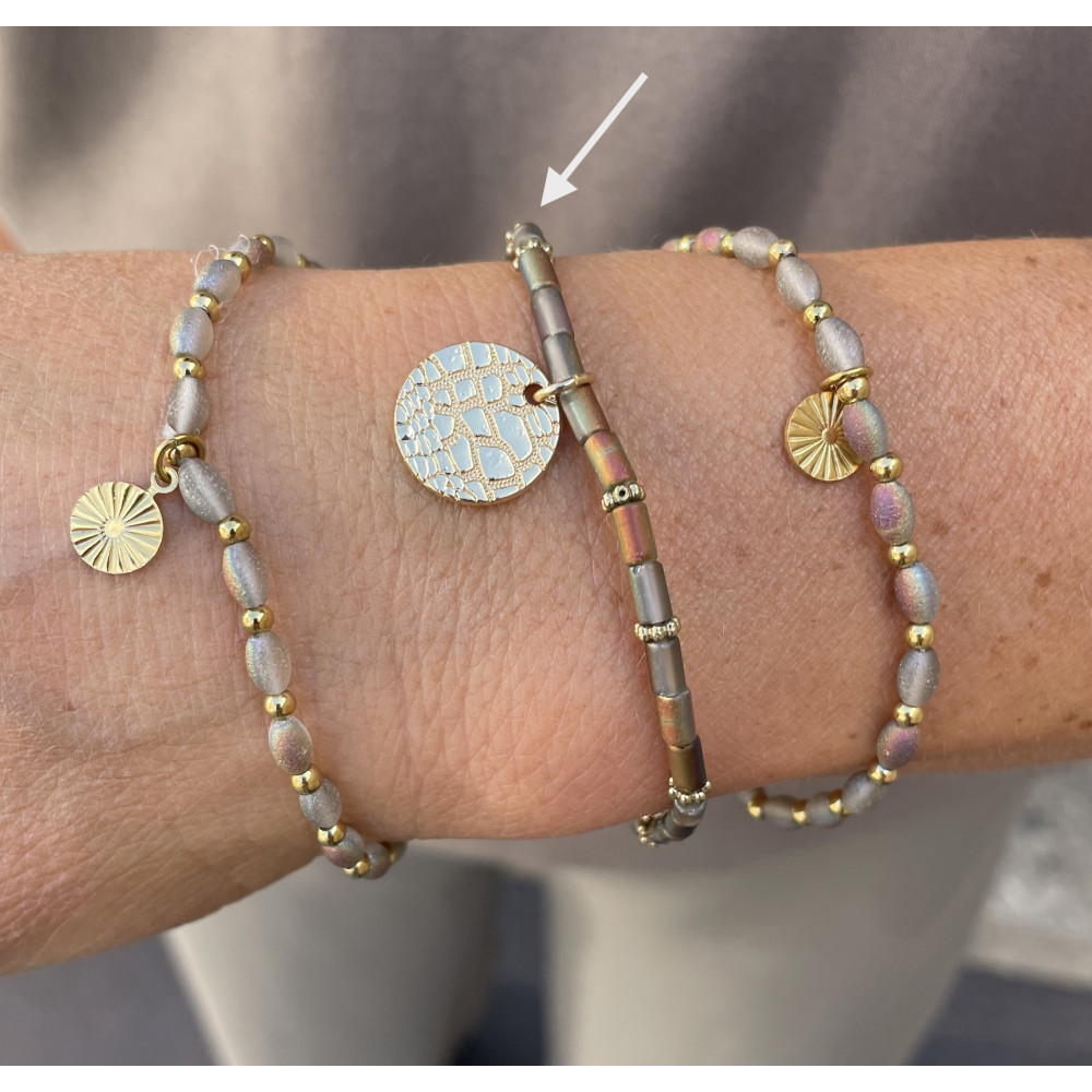 Bracelet perles nacrees perles cylindres n190