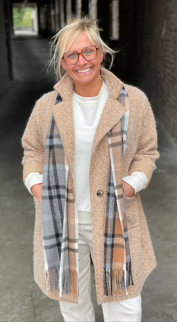 Echarpe franges carreaux (25004)