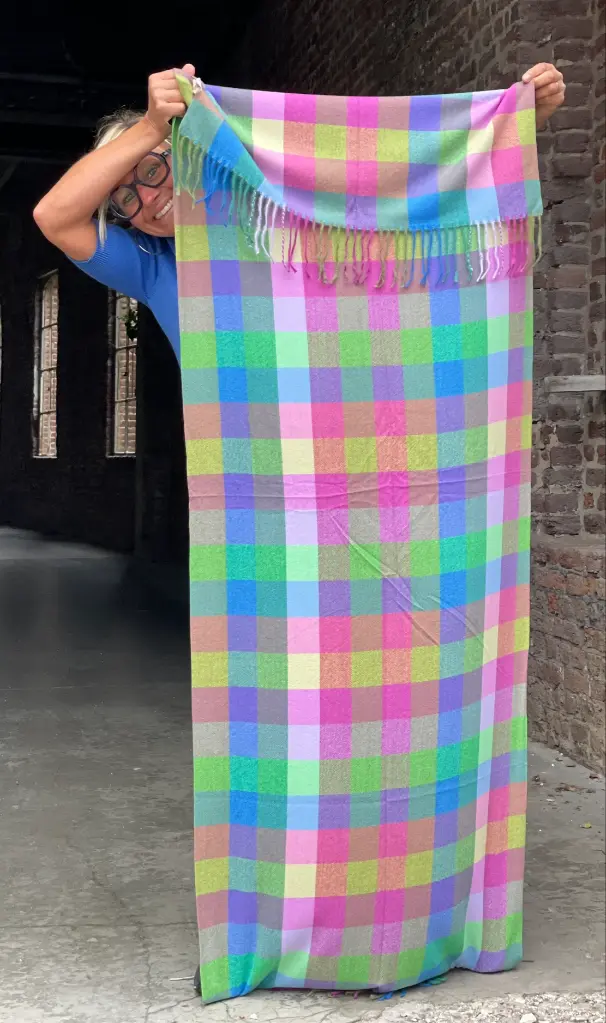 Echarpe franges petit damier (2906)