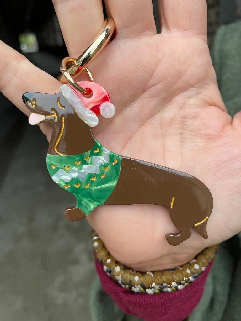 Porte clefs Teckel Noël
