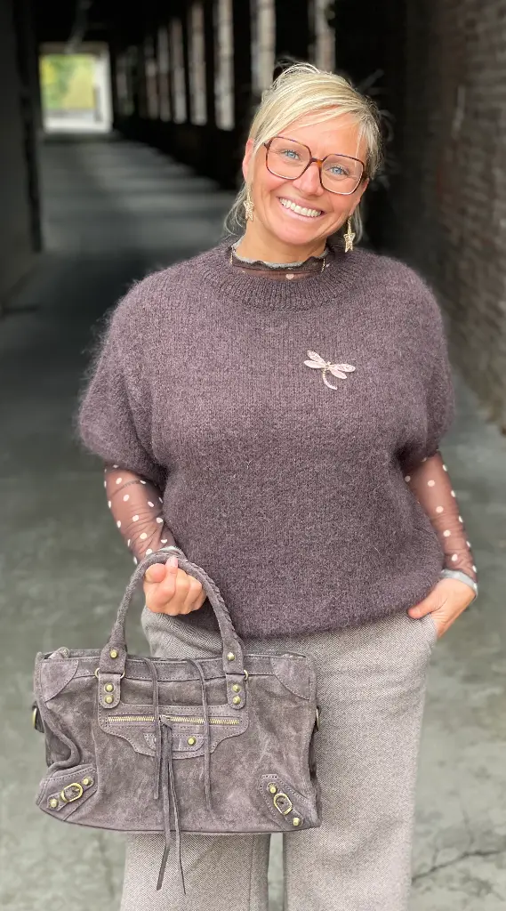 Blouse voile col cheminée pois