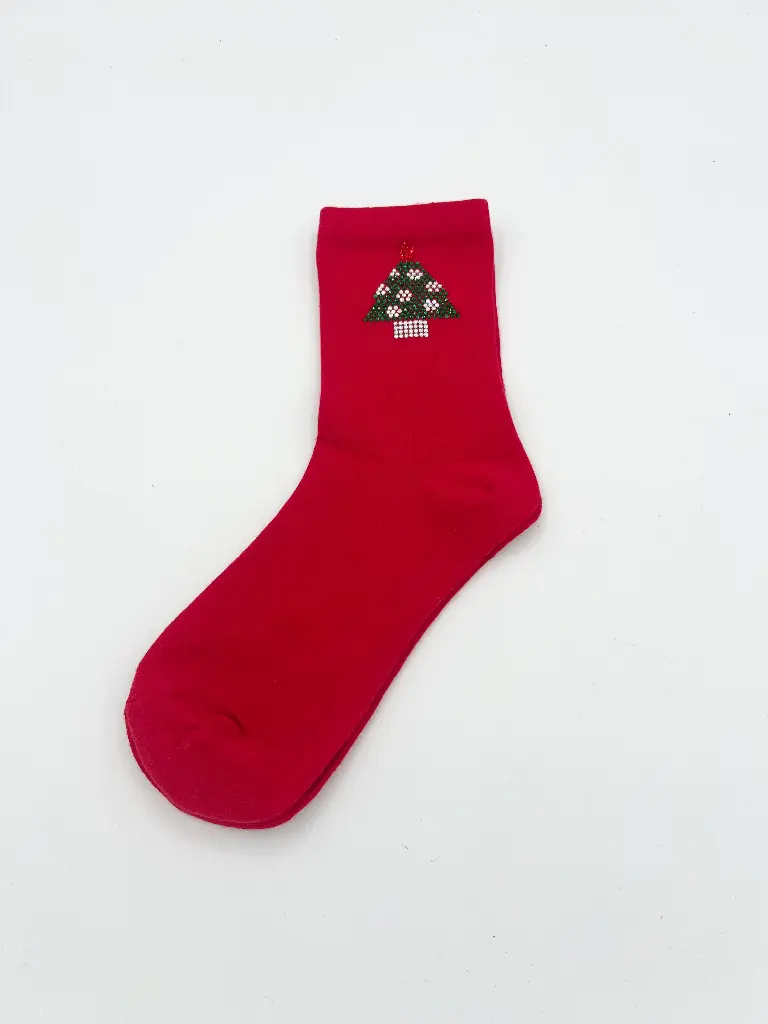 Chaussettes sapin de Noel strass