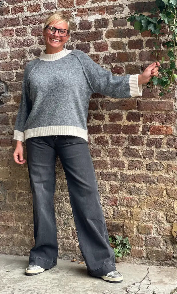 Jeans 4 poches appliquées gris