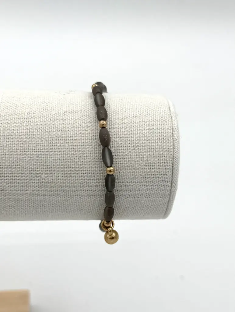 Bracelet perles ovales nacrées n°232 (Gris) 