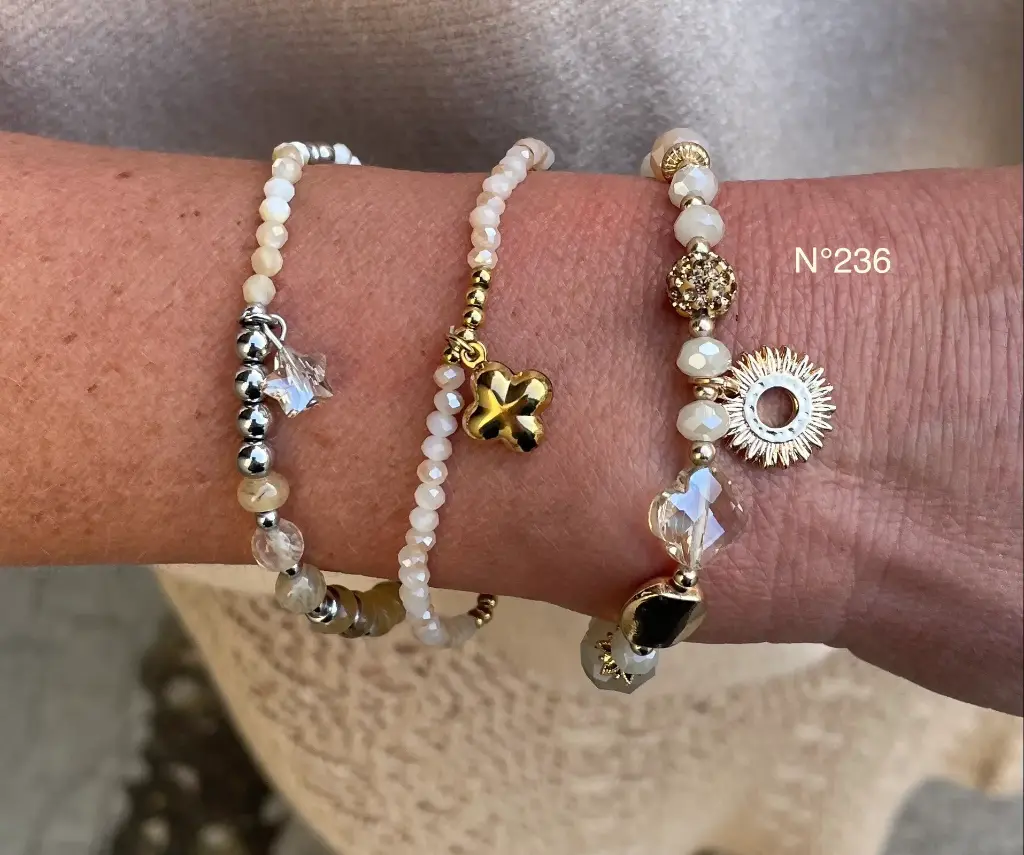 Bracelet barre strass n°236 (Beige)