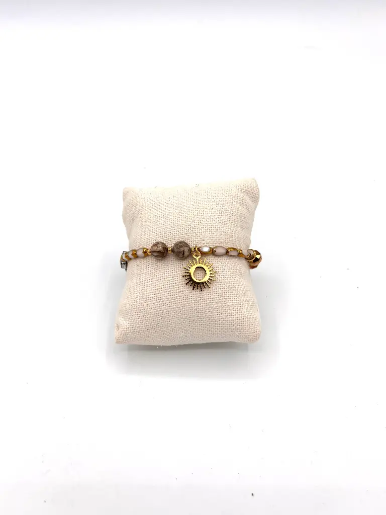 Bracelet boules/diam's carrés n°274 (Taupe) 