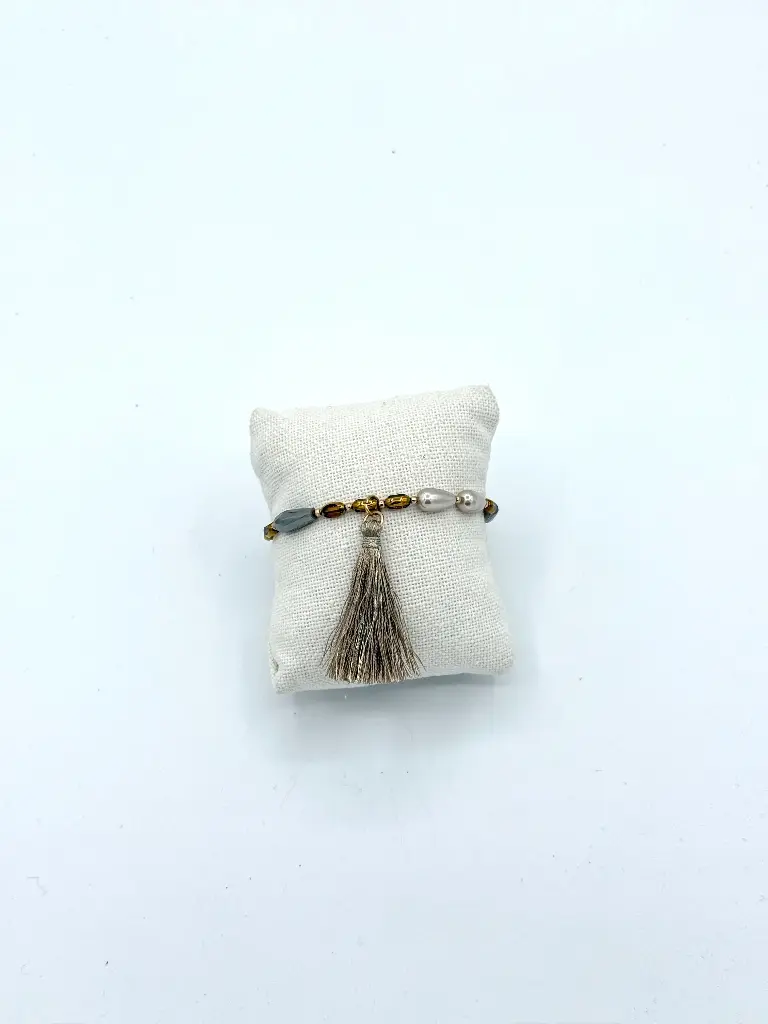 Bracelet pampille perles nacrées n°275 (Taupe) 