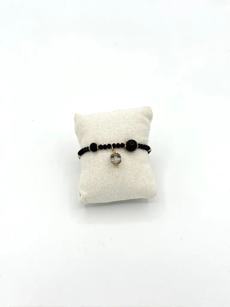 Bracelet quartz boule n°283 (Noir) 